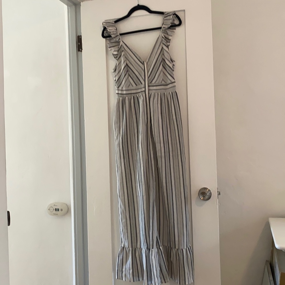 Flutter Sleeve Striped Jumpsuit